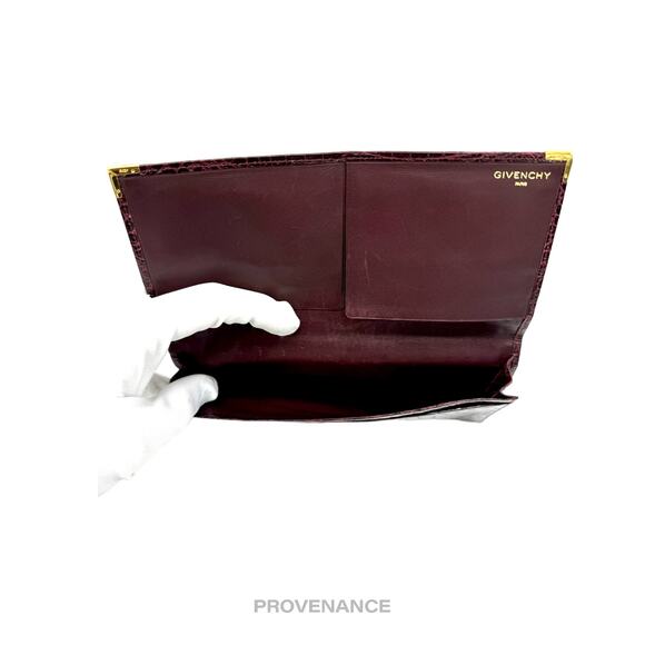 🔴 Givenchy Long Wallet - Burgundy Crocodile Leather - Picture 7 of 8